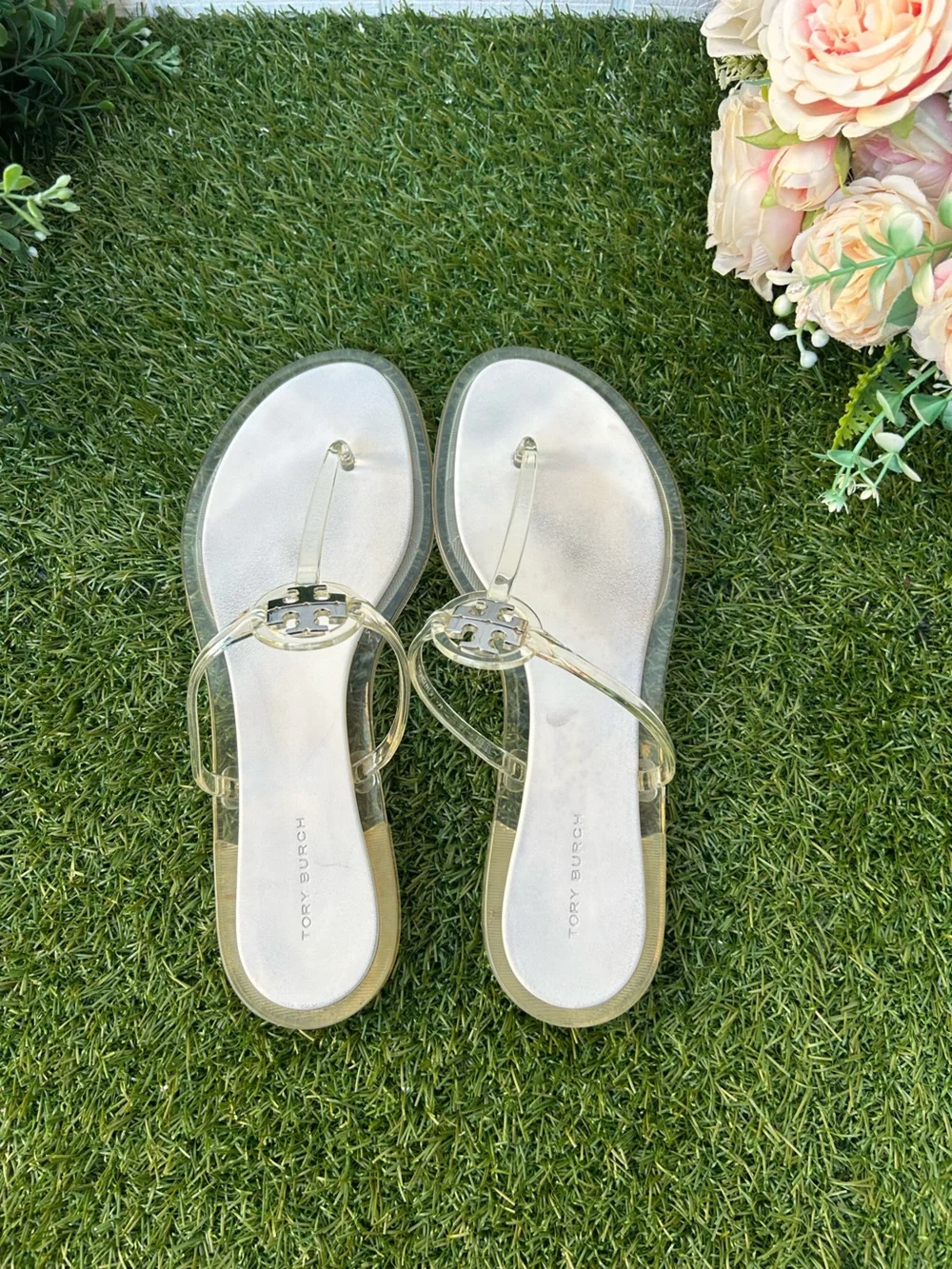TORY BURCH MINI MILLER JELLY SANDAL $125 Size 7 gently used Color: Clear /Silver